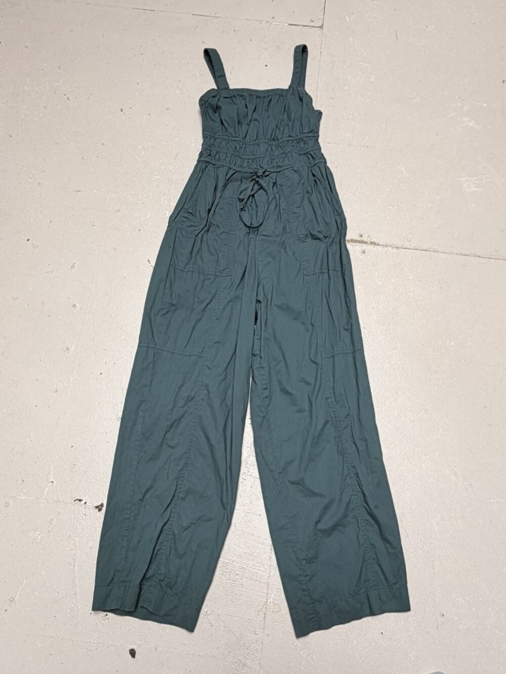 Universal Thread Teal‎ Linen Jumpsuit Square Neck Size XS Festival Overall